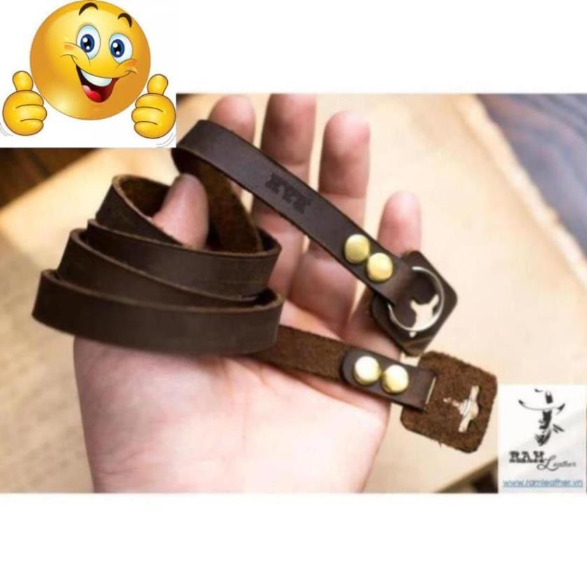 EXTREMELY VINTAGE WAXED COW LEATHER CAMERA STRAP - RAM A2 SN - หนัง BAM ของแท้