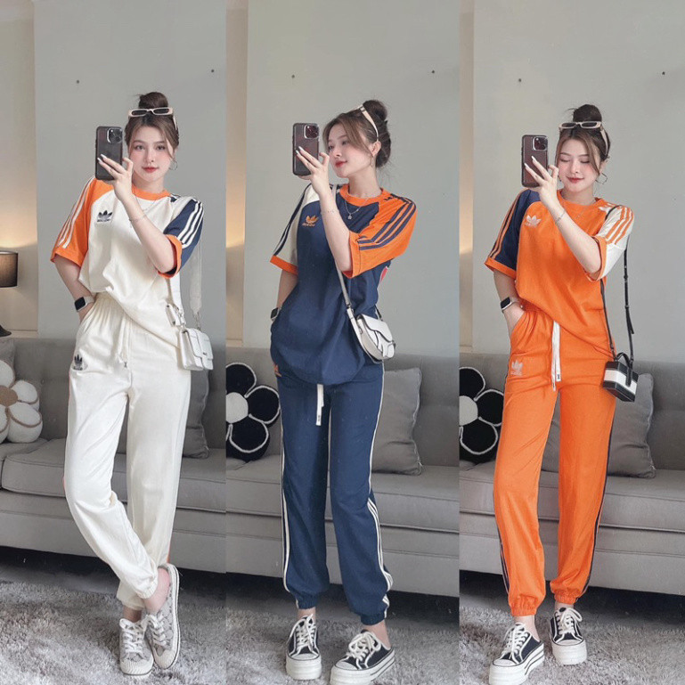 Adidas Sportswear Set เสื้อยืดแขนสั้นตัวยาวผสมกางเกง Boom
