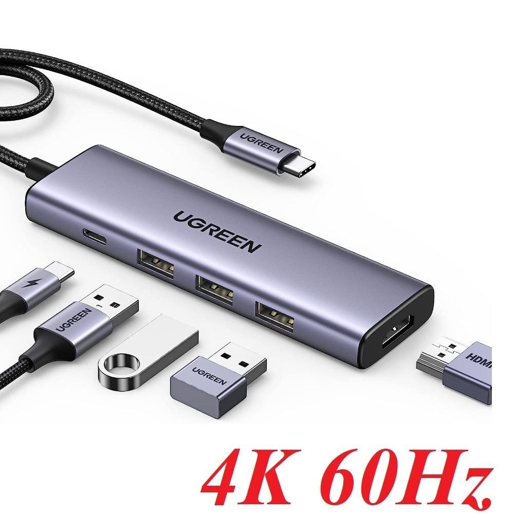 Ugreen 15597 USB type C ถึง 1 x HDMI 4K60Hz + 3 x USB 3.0 + 1 x USB-C PD 100W 5in1 อะแดปเตอร์ CM511
