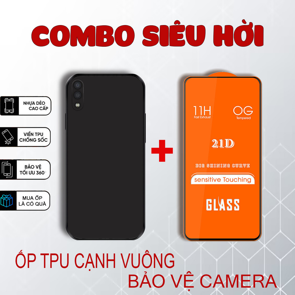 เคส TPU กระจกนิรภัย 21D Samsung A02 TPU ขอบเหลี่ยม | อุปกรณ์เสริมโทรศัพท์