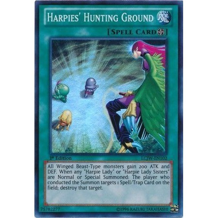 [ การ์ด Yugioh ของแท้ ] พื้นล่าสัตว์ Harpies - LCJW-EN102 - Super Rare