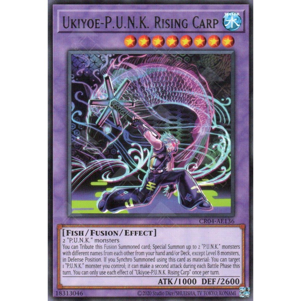 [ การ์ด Yugioh ของแท้ ] CR04-AE136 Ukiyoe-PK ปลาคาร์พที่เพิ่มขึ้น - หายาก