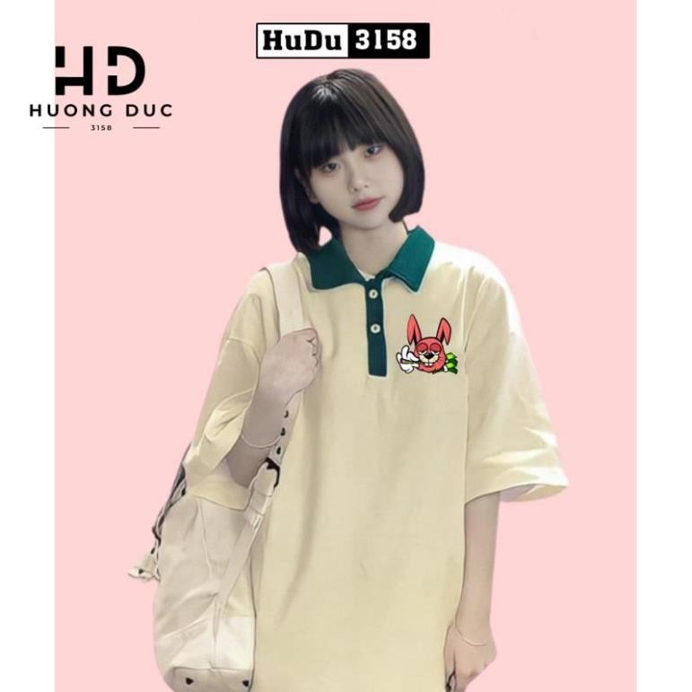 เสื้อโปโลทรงหลวมสําหรับผู้ชายและผู้หญิง unisex คอปก กระต่าย unisex ทรงหลวม brb01