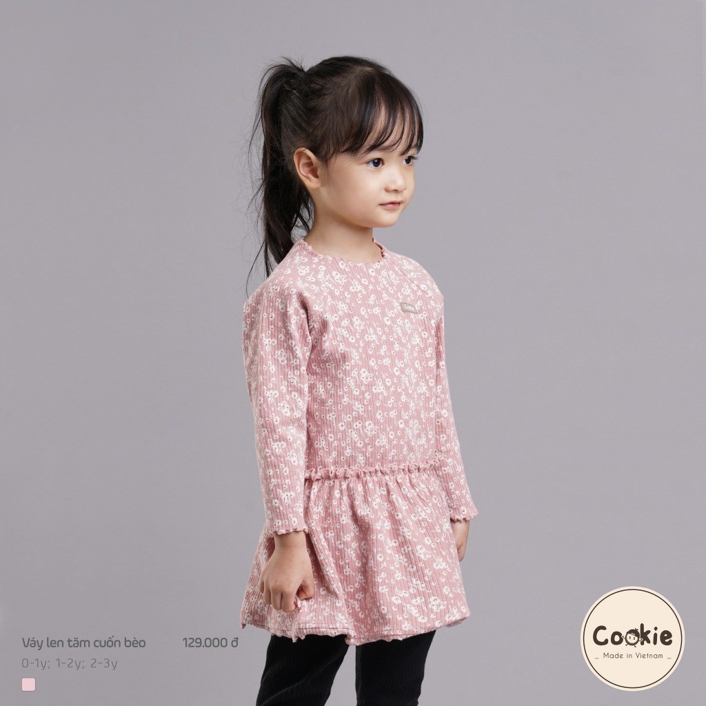 COOKIE ชุดเดรสผ้าวูลจับจีบสําหรับเด็กทารกขนาด 0-1y & 1-2y & 2-3y