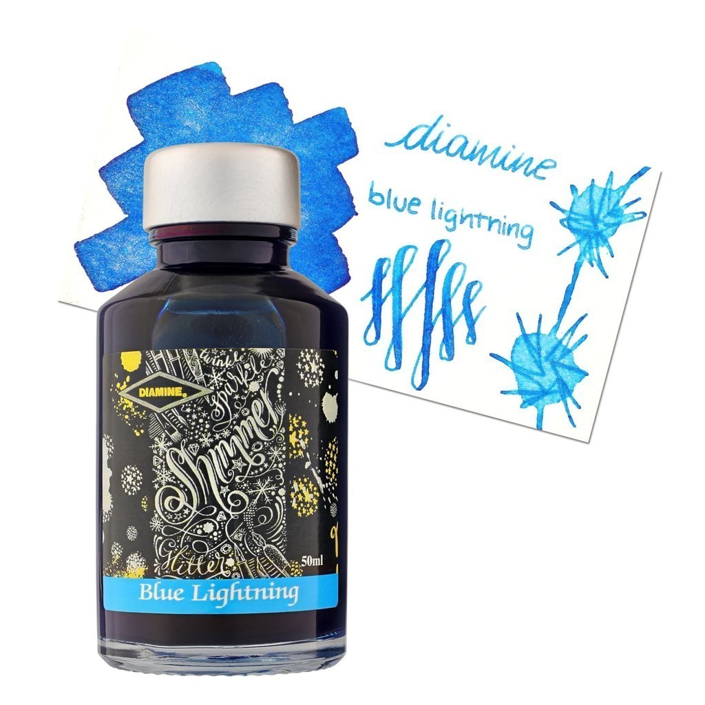ขวดหมึกปากกาหมึกซึม British Diamine, ขวดหมึก Lightning ของ Diamine Shimmer Blue 50ml