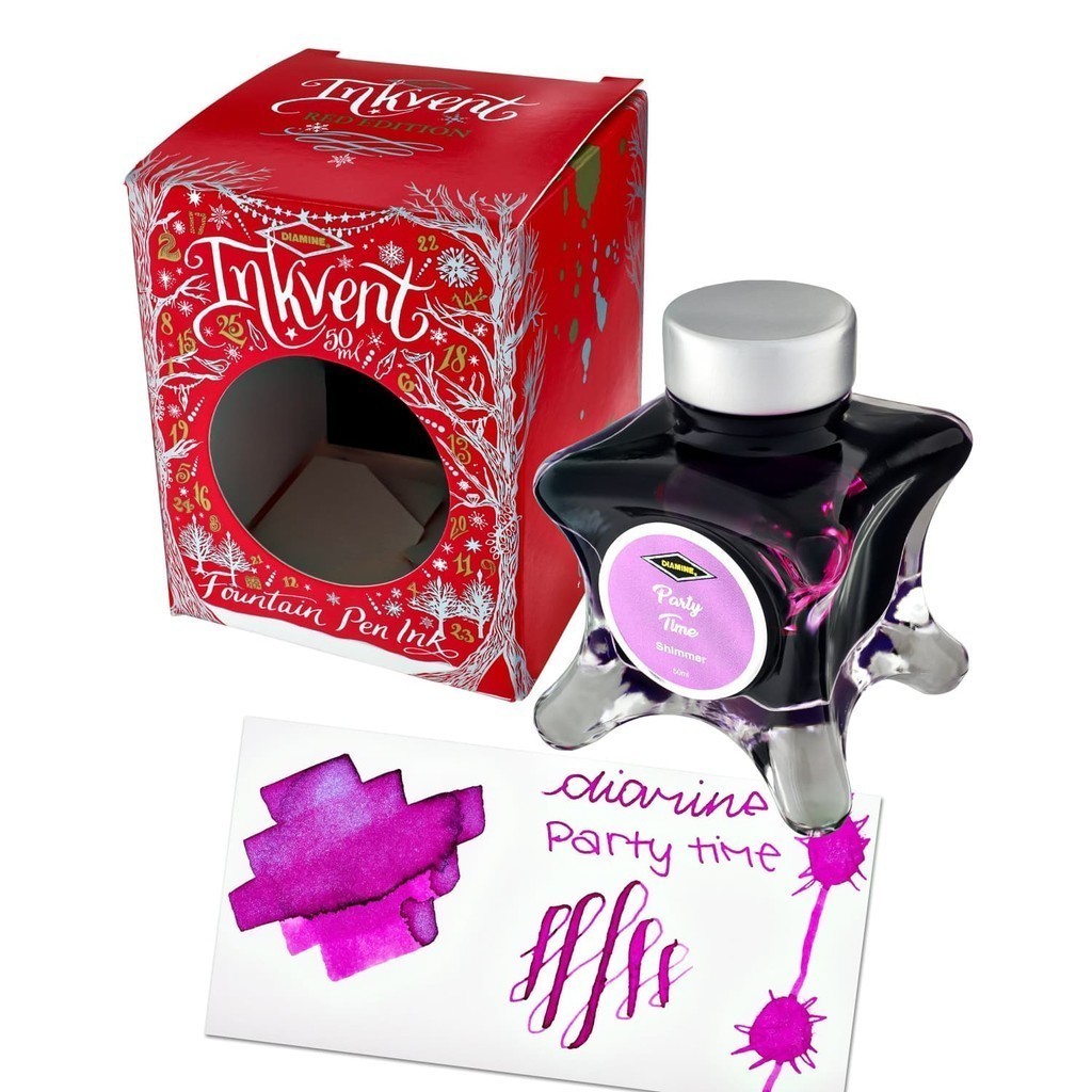 ขวดหมึกปากกาหมึกซึม Diamine UK, ขวดหมึกชิมเมอร์ปาร์ตี้ Time ของ Diamine Inkvent Red Edition 50ml