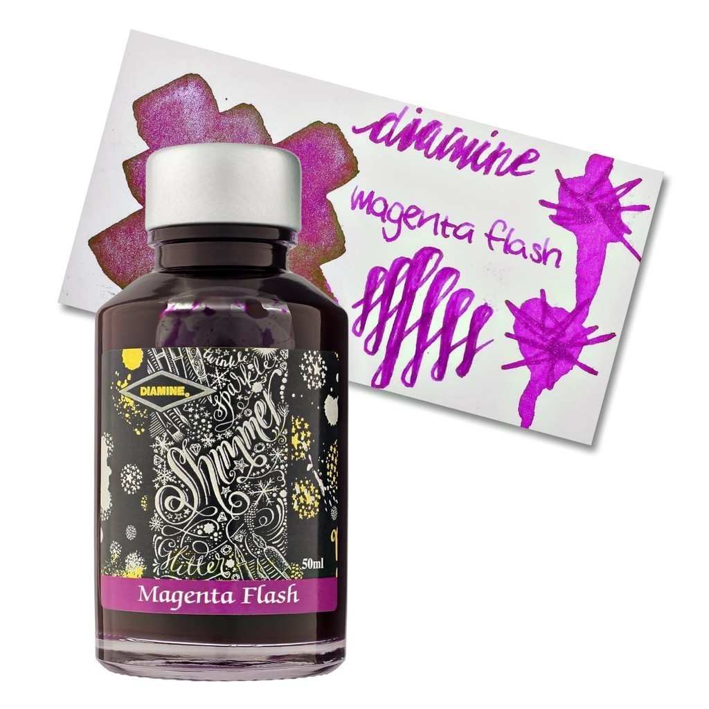 ขวดหมึกปากกาหมึกซึม British Diamine, ขวดหมึกแฟลช Diamine Shimmer Magenta 50ml
