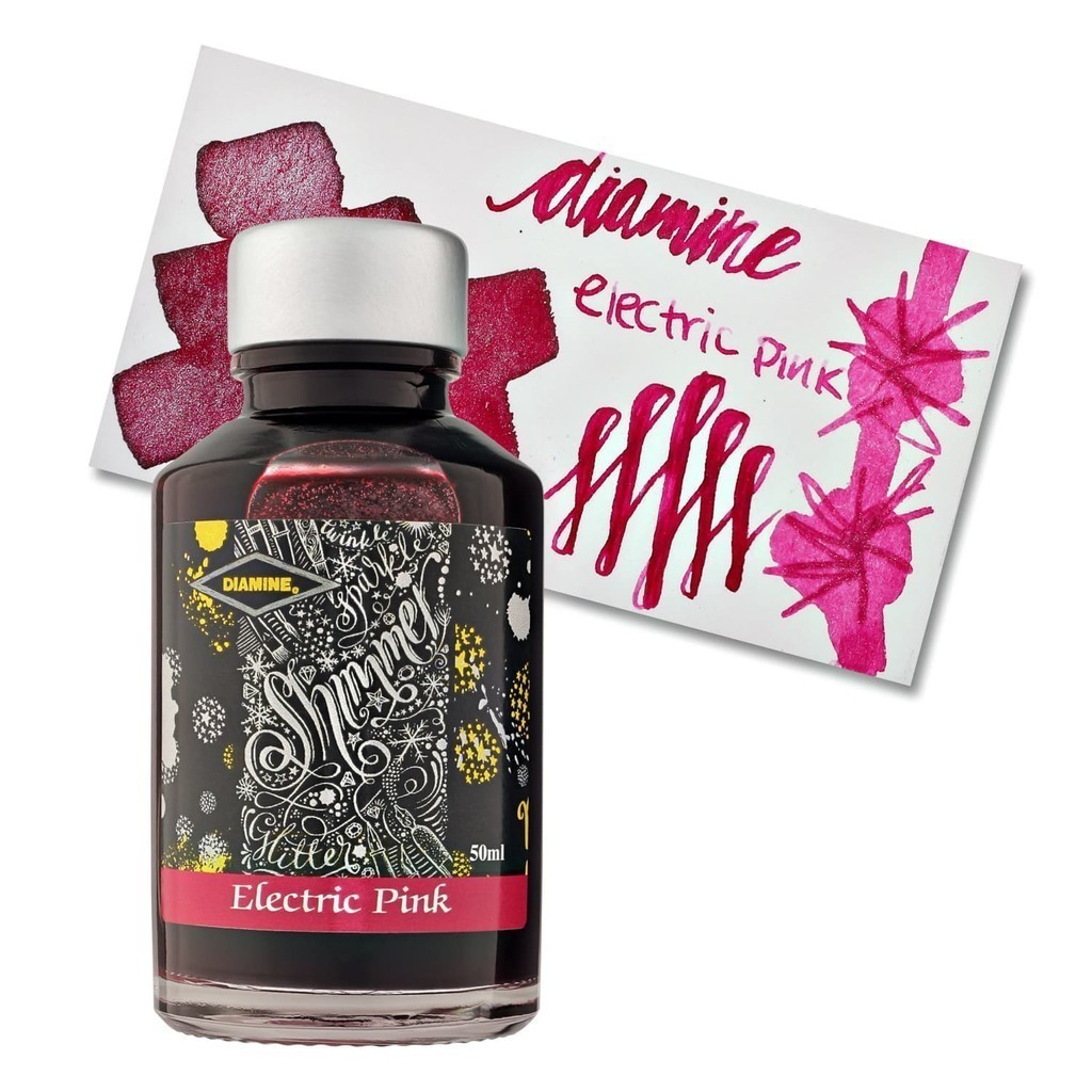 ขวดหมึกปากกาหมึกซึม British Diamine, ขวดหมึกสีชมพูไฟฟ้า Diamine Shimmer 50ml