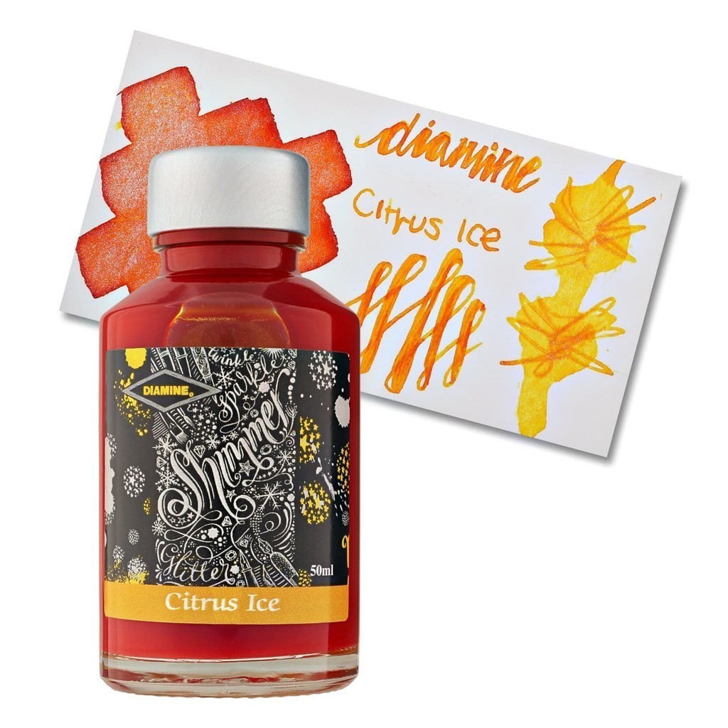 UK Diamine Fountain Pen Ink Bottle, Diamine Shimmer Citrus Ice Ink Bottle 50ml