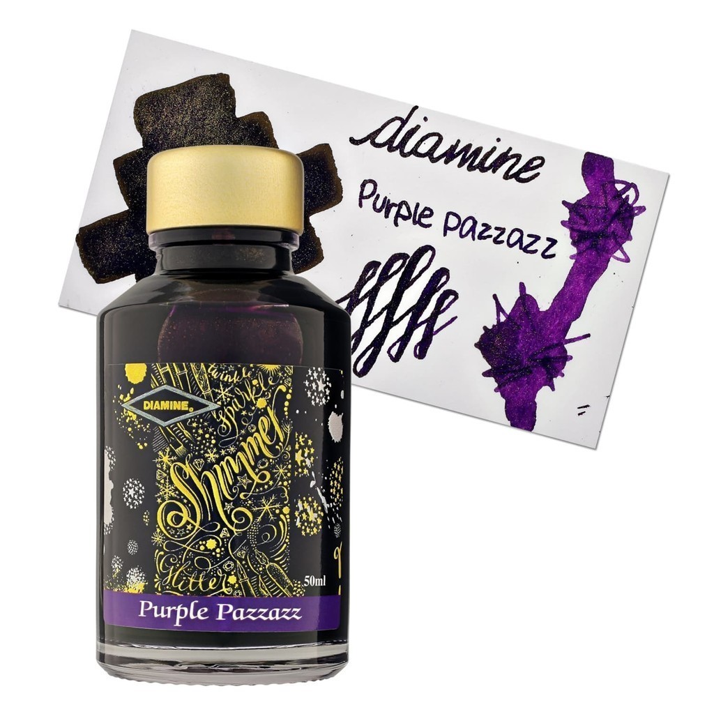 British Diamine Fountain Pen Ink Bottle, Diamine Shimmer Purple Pazz Ink Bottle 50ml