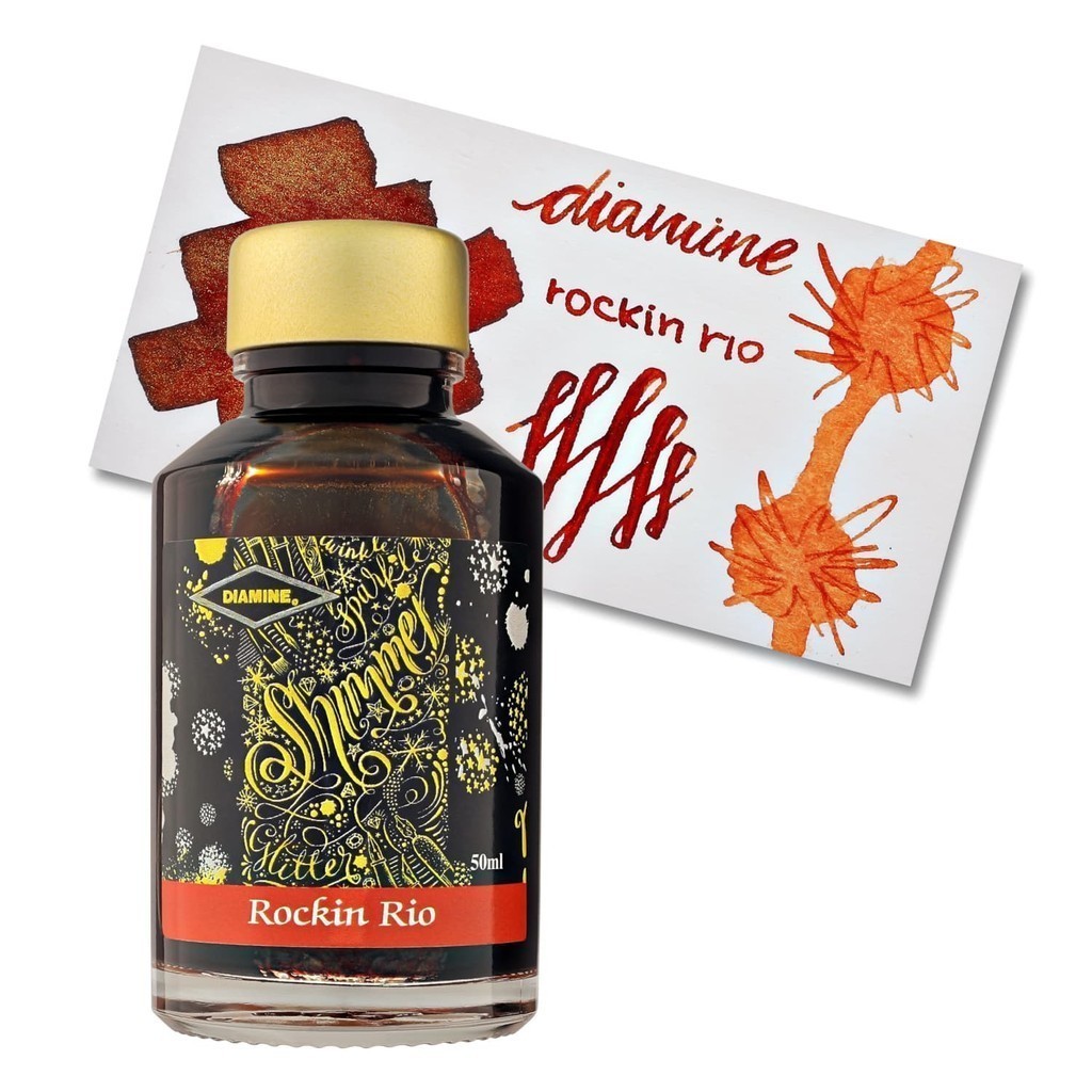 UK Diamine Fountain Pen Ink Bottle, Diamine Shimmer Rockin Rio Ink Bottle 50ml