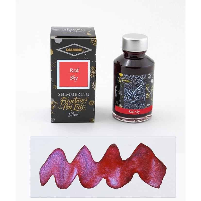ขวดหมึกปากกาหมึกซึม British Diamine, ขวดหมึก Diamine Shimmer Red Sky 50ml