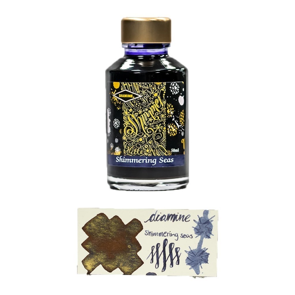UK Diamine Fountain Pen Ink Bottle, Diamine Shimmer Shimmering Seas Ink Bottle 50ml