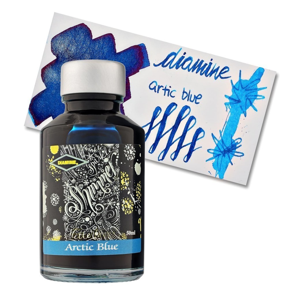ขวดหมึกปากกาหมึกซึม British Diamine, ขวดหมึกสีฟ้า Diamine Shimmer Arctic 50ml