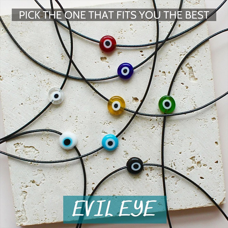 EVIL EYE สร้อยคอโซ่บางรูปทรงทําจากแก้วหลากสี LILI EVIL EYE สร้อยคอ - LILIS SUMMER BEADS