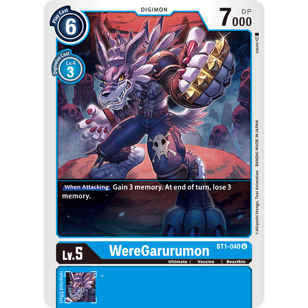 Digimon Card BT1-040 - WereGarurumon - Digimon - Uncommon