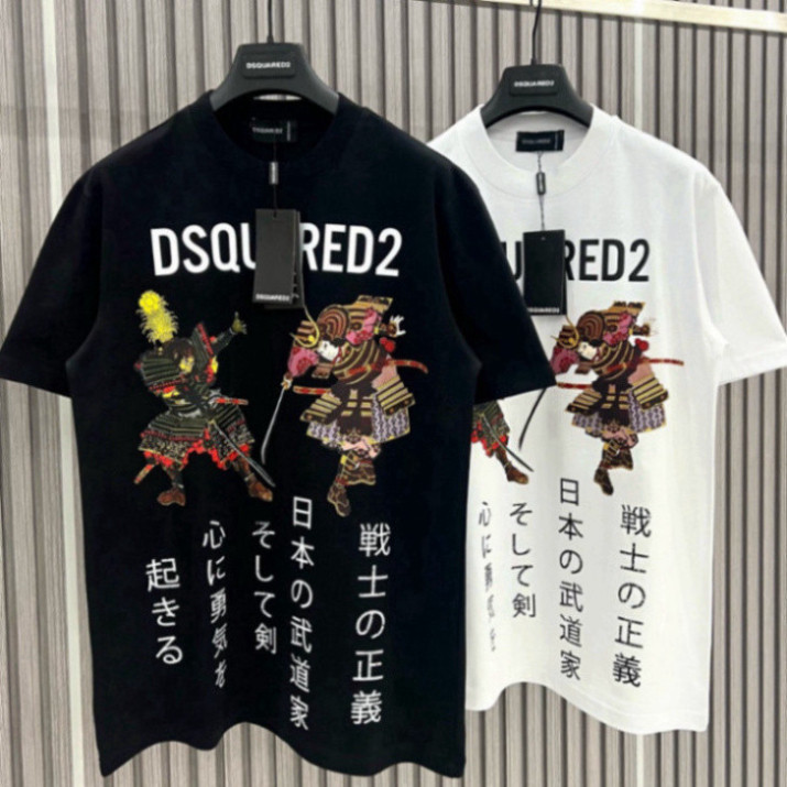 DSQ Samurai เสื้อยืดผู้ชายพิมพ์ลายญี่ปุ่น เสื้อยืดทรงหลวม Unisex Dsquared2 Super Hot 2024 89