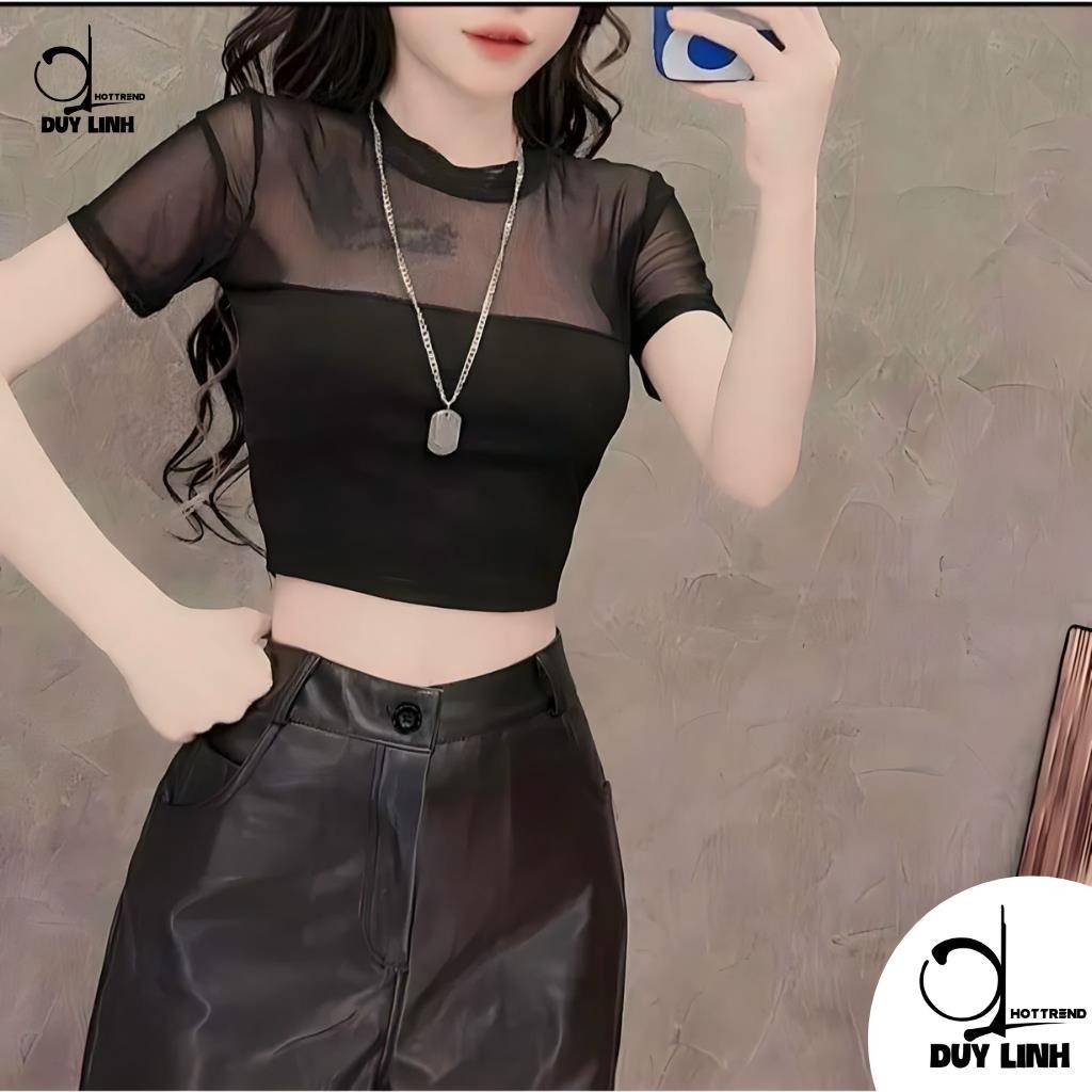 Duy Linh เสื้อครอปตาข่าย เสื้อซีทรู สําหรับผู้หญิง สวยมาก หน้าร้อน สุดเท่ ผ้านุ่ม DL27A