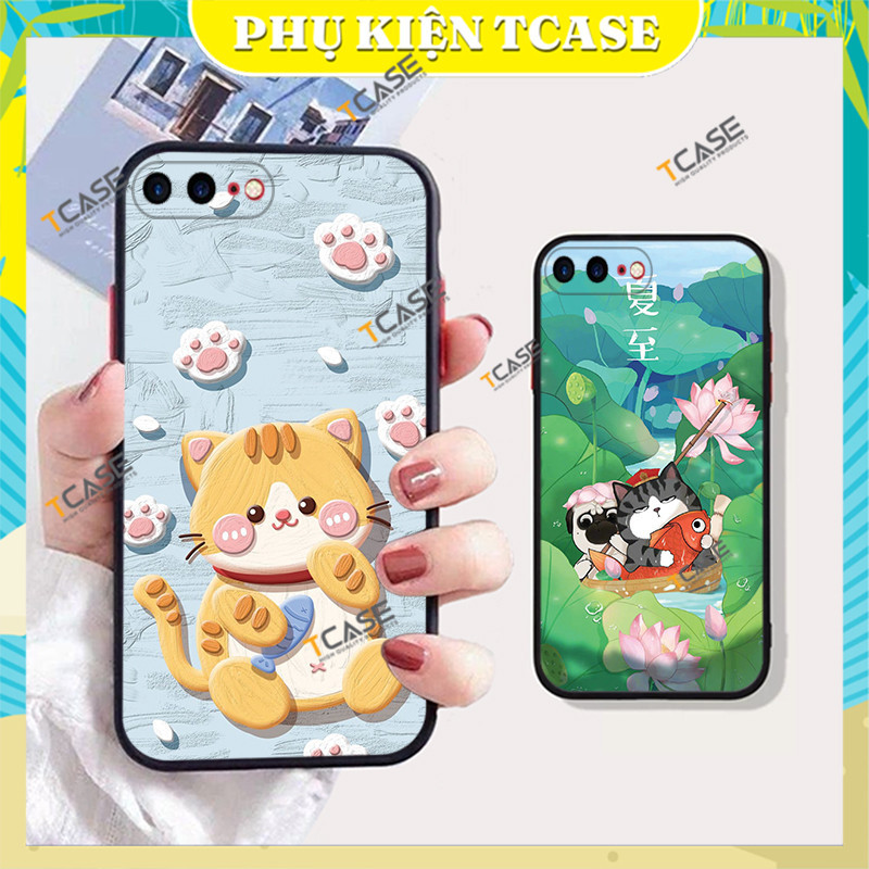 เคสสําหรับ Iphone 7Plus, Ip 8Plus, Iphone6 Plus, 6s Plus, Ip 7, Ip 8, IP SE พร้อมลายแมวจอมซน - อุปกร