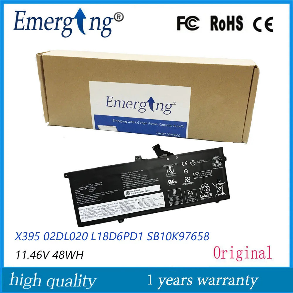 11.46V L18C6PD1 L18L6PD1 L18M6PD1แบตเตอรี่แล็ปท็อปสำหรับ Lenovo ThinkPad X390 X395 L18D6PD1