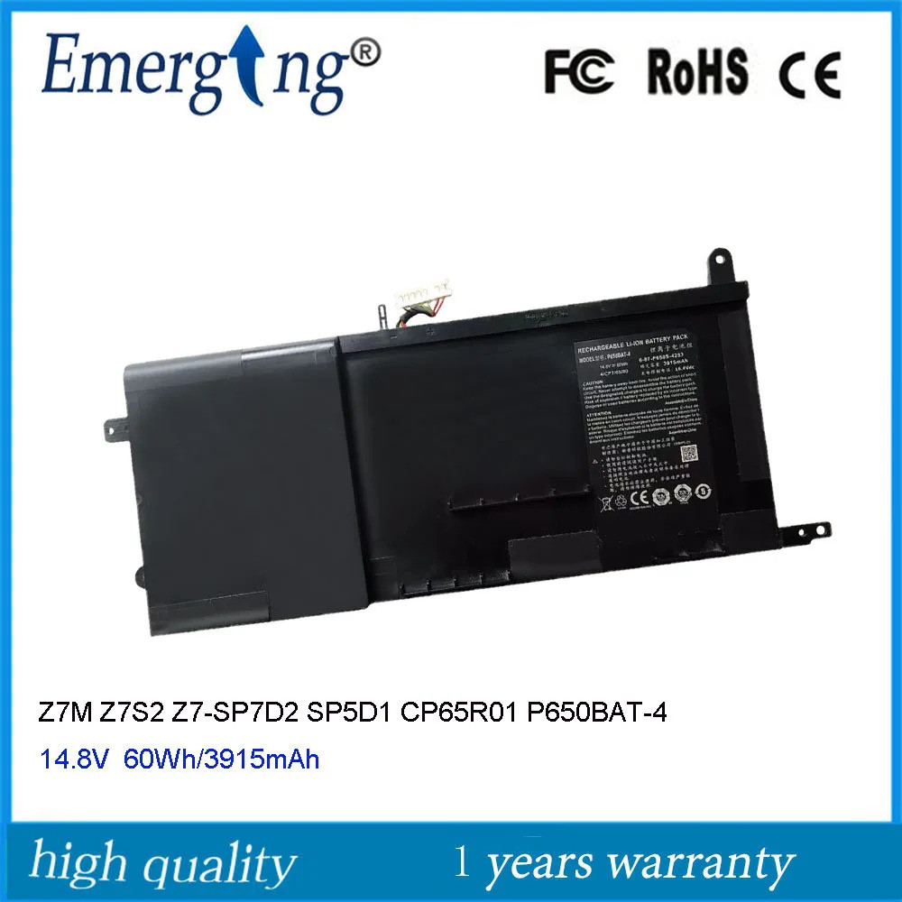 14.8V P650BAT-4 NP8650แบตเตอรี่แล็ปท็อปสำหรับ Clevo P650 P651 P655 RA 60Wh SAGER NP8651 NP8652 6-87-