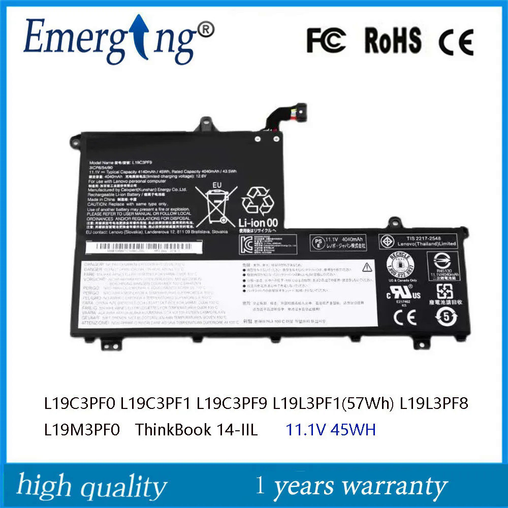 11.1โวลต์45Wh แบตเตอรี่แล็ปท็อปสำหรับ Lenovo ThinkBook 14-IIL 15 L19C3PF0 L19C3PF1 L19C3PF9 L19M3PF0