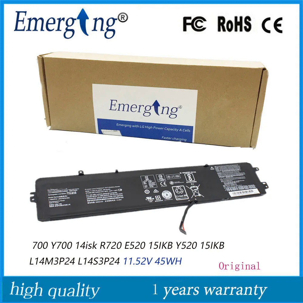 11.1V 45Wh ใหม่ L14M3P24แบตเตอรี่แล็ปท็อปสำหรับ Lenovo Xiaoxin 700 Y700 14isk R720 15IKB Y520 Legion