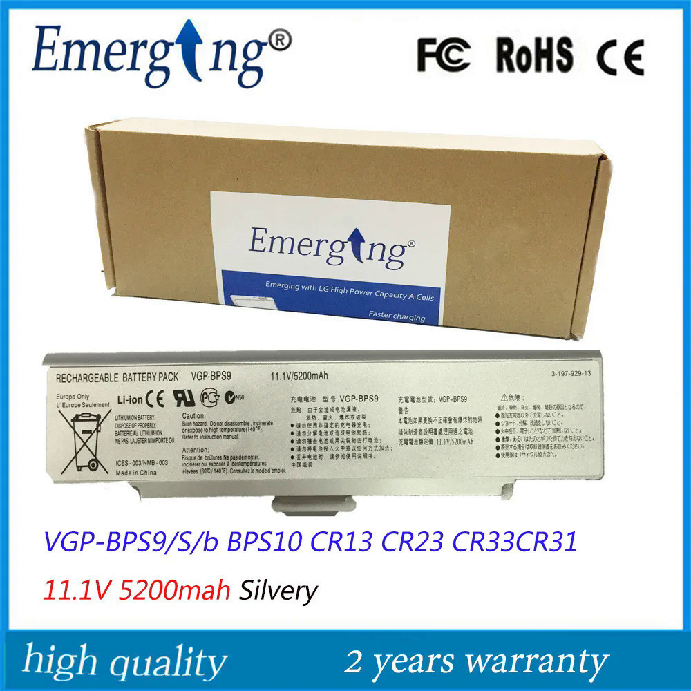 11.1โวลต์5200มิลลิแอมป์ชั่วโมงแบตเตอรี่แล็ปท็อปสำหรับ SONY VGP-BPS9 /S/b VGP-BPL9 BPS10 BPS9 CR23