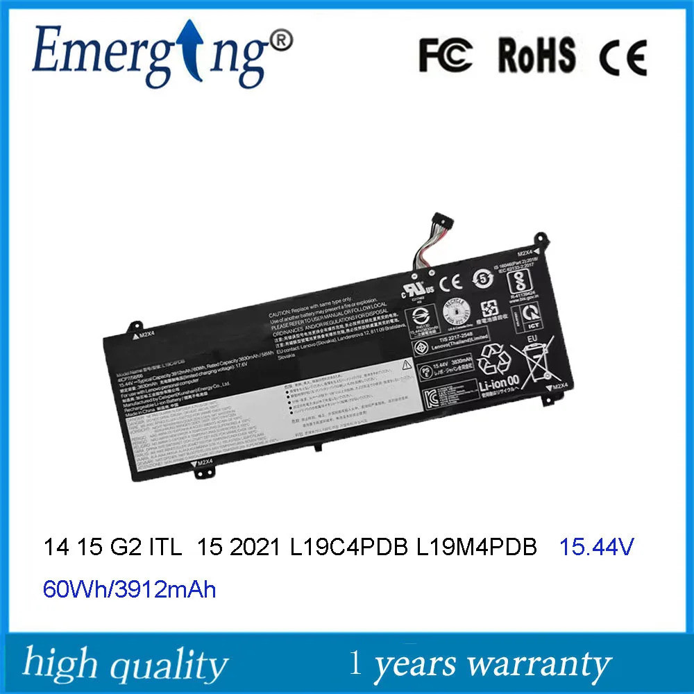 15.44V แบตเตอรี่ L19C4PDB 60Wh สำหรับ Lenovo ThinkBook 14S โยคะ ITL 14 15 2021 5B10Z21201 5B10Z21209