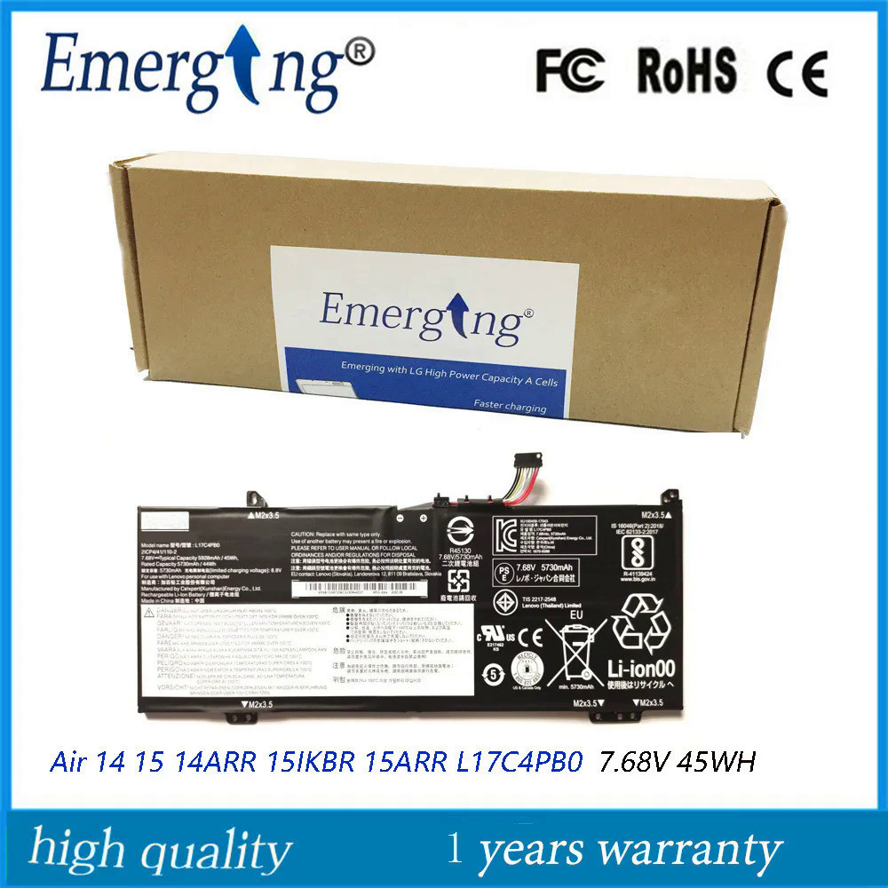 7.68โวลต์45WH ใหม่แล็ปท็อปแบตเตอรี่ L17C4PB0สำหรับ Lenovo I Deap AD 530วินาทีโยคะ530-14 XiaoXin อากา