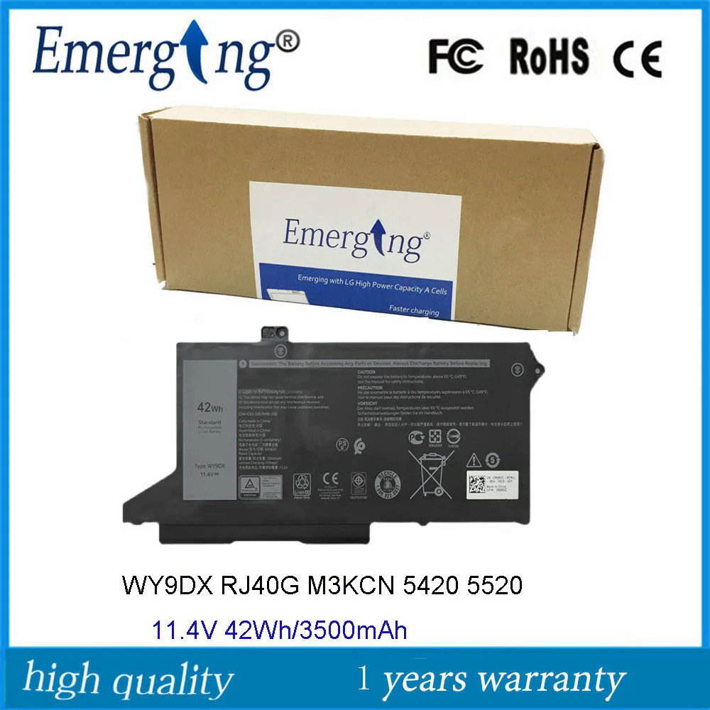 แบตเตอรี่ WY9DX 11.4V สำหรับ Dell Latitude 5420 5520 005R42 RJ40G 0WK3F1 42Wh/57/79