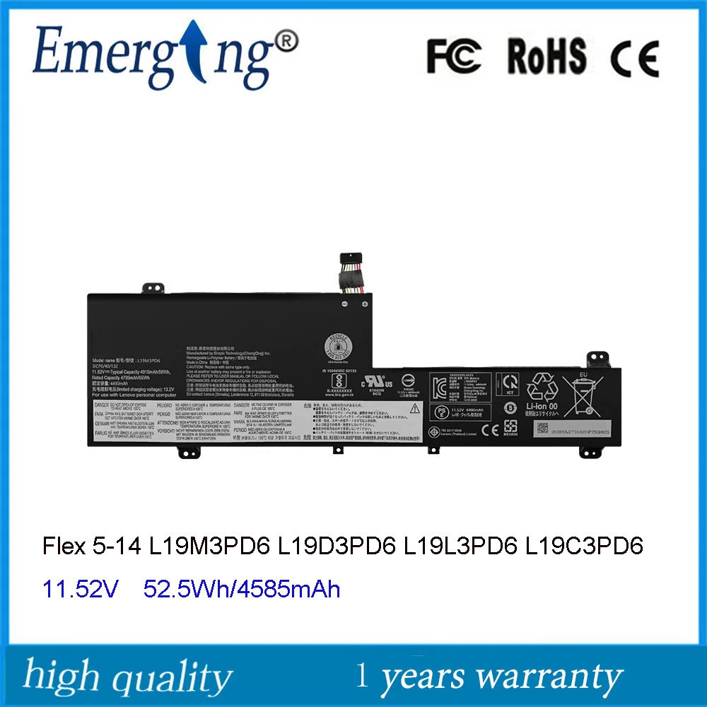 11.52โวลต์52.5Wh แล็ปท็อปแบตเตอรี่ L19M3PD6สำหรับ Lenovo I Deap AD Flex 5 15 14 AMD L19C3PD6 L19D3PD