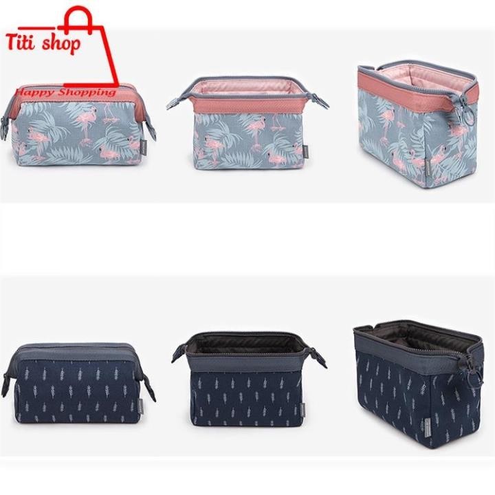 กระเป๋าเครื่องสําอางลายพรหมฟลามิงโก - 4330- TitiShop