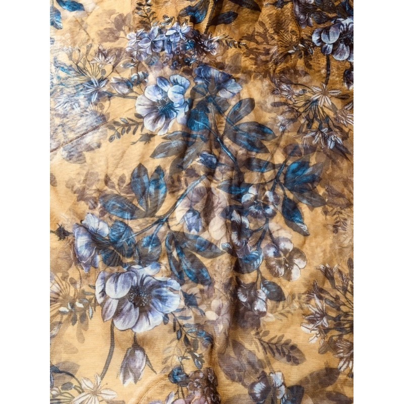 TL01 - ยางยืดตาข่ายลายดอกไม้สีเหลือง Saffron ขนาด 1.7m x 2.2m