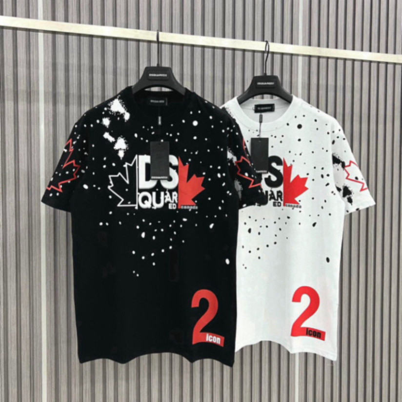 เสื้อยืด Dsquared2 DSQ2 Icon คอ LA บนเว็บ คอตตอนคุณภาพสูง 100% เทรนด์ร้อนแรง 2023