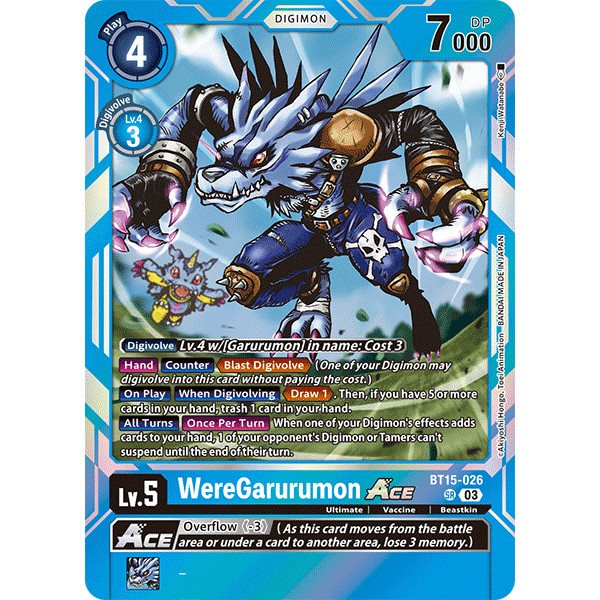 Digimon Card BT15-026 - WereGarurumon Ace - DIgmon - Super Rare