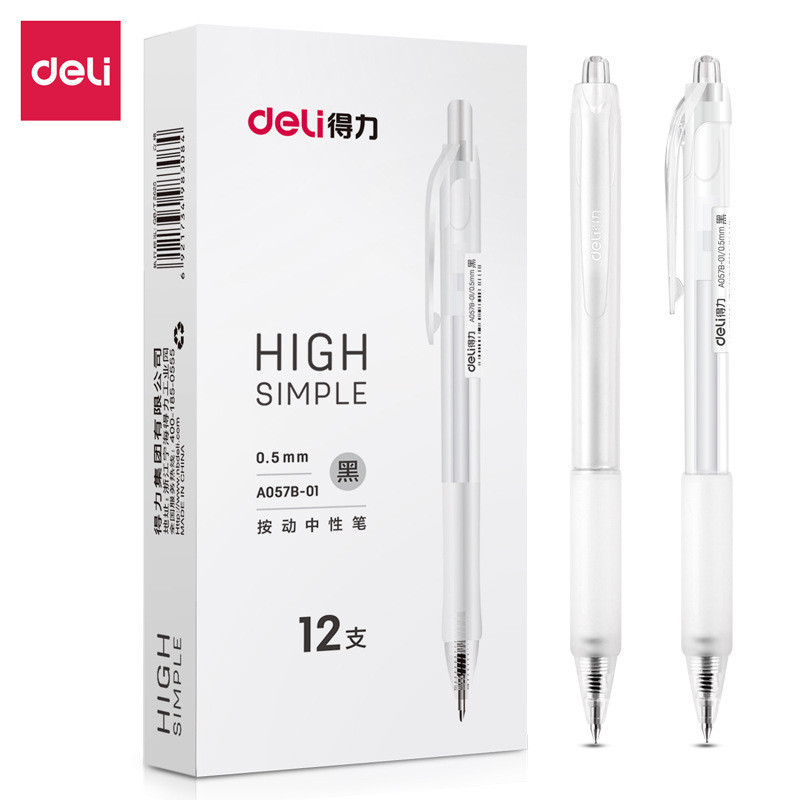 DELI ปากกาเจล A057B A575 S657 S60 หมึกสีดํา/น้ําเงิน/แดงแห้งเร็ว,เรียบ 0.5 Nib พร้อมรีฟิลเปลี่ยนได้ร