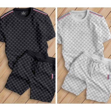 ️สินค้าคุณภาพสูง ️ ชุดกีฬา Gucci เสื้อผ้าฤดูร้อนสําหรับผู้ชายและผู้หญิงทําจากผ้าฝ้ายเย็น 2 สีทุกขนาดแถบไหล่