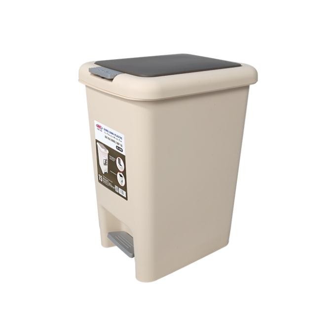 ถังขยะฝาสี่เหลี่ยม 2 ใบ 15L -Song Long -4035