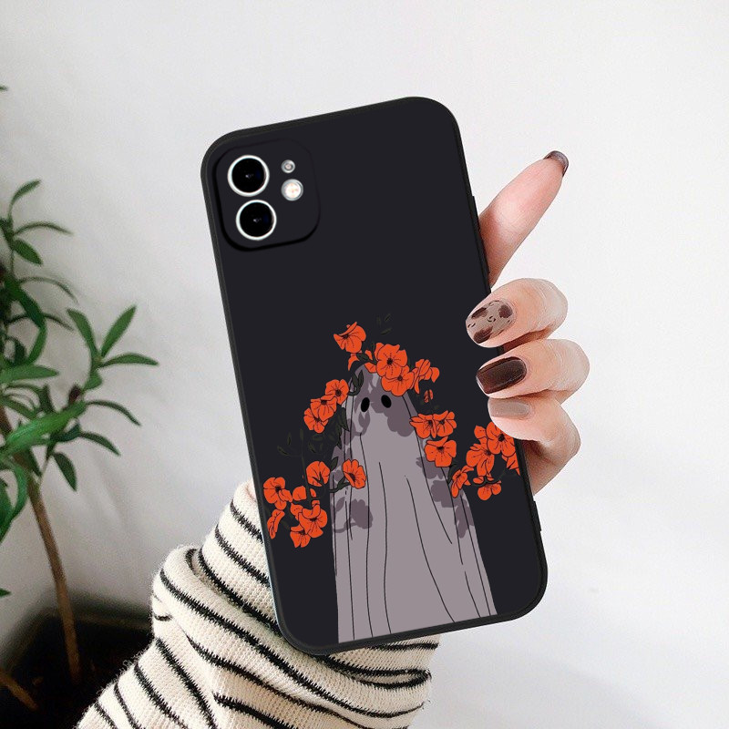 Ghost ดอกไม้ xsmax เคสโทรศัพท์สําหรับ iphone 7 plus 14 15prm 12 13promax 11 x 13 xsmax 11promax 15pr