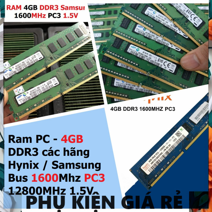 คอมพิวเตอร์แล็ปท็อป Ram Samsung / Hynix 4GB DDR3 Bus 1600MHz PC3-12800 1.5V สําหรับ PC Desktop 36t