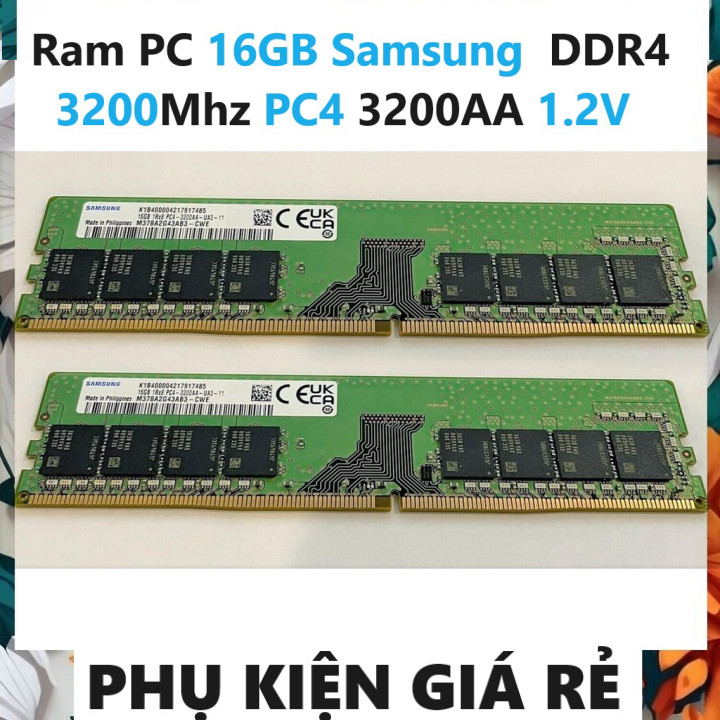 LAPTOP COMPONENTS Ram 16GB DDR4 (Samsung) รถบัส 3200Mhz PC4 3200AA 1.2V สําหรับ PC Desktop - รับประก