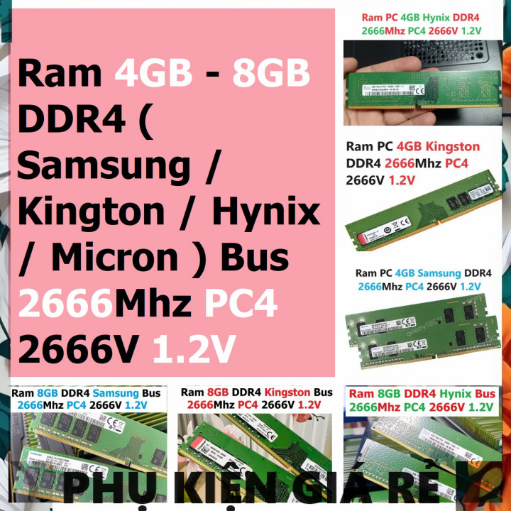 LAPTOP COMPONENTS PC Ram 4GB - 8GB (Samsung / Kington / Hynix / Micron) DDR4 2666Mhz PC4 2666V 1.2V 