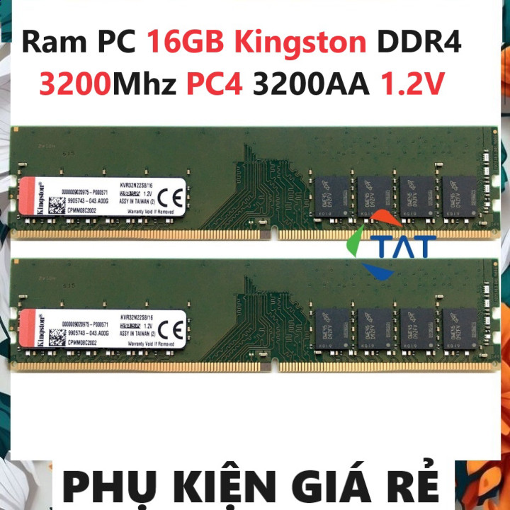LAPTOP COMPONENTS Ram 16GB DDR4 (Kington) รถบัส 3200Mhz PC4 3200AA 1.2V สําหรับ PC Desktop - รับประก