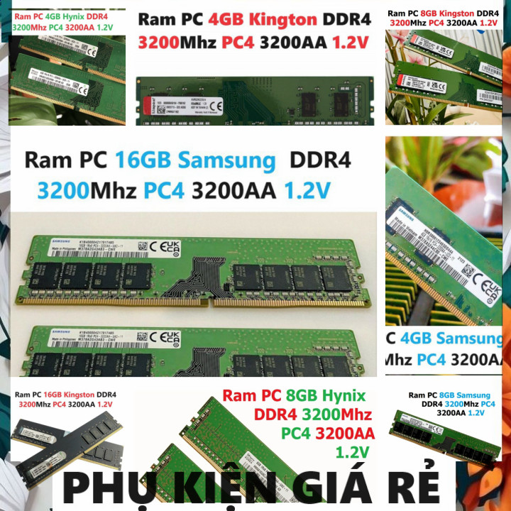 LAPTOP COMPONENTS PC Ram 4GB - 8GB - 16GB (Samsung / Kington / Hynix) DDR4 3200Mhz PC4 3200AA 1.2V ส