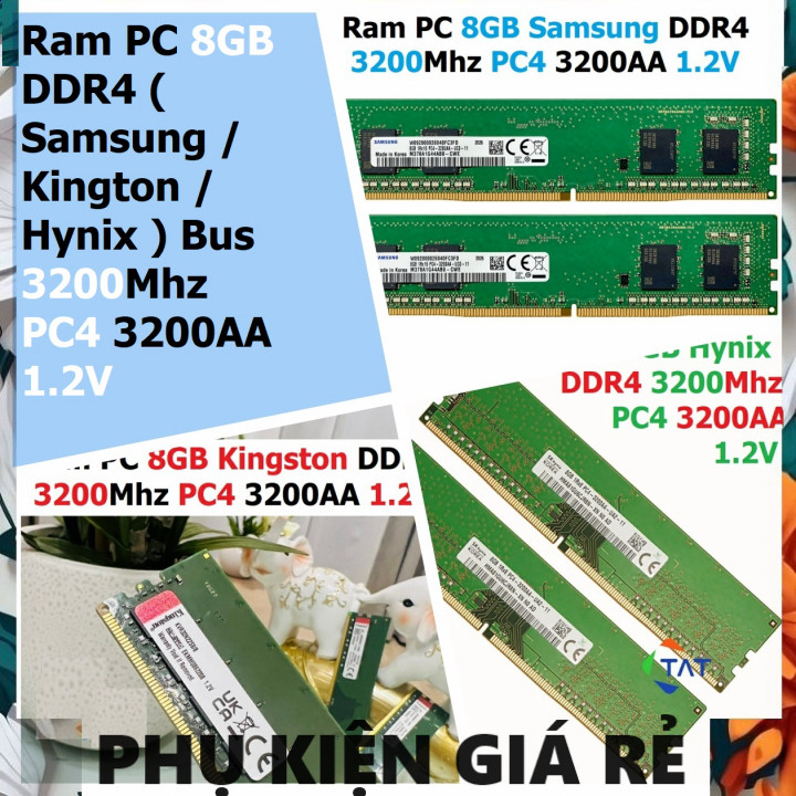 คอมพิวเตอร์แล็ปท็อป PC Ram 8GB Samsung / Kington / Hynix DDR4 3200Mhz PC4 3200AA 1.2V สําหรับคอมพิวเ