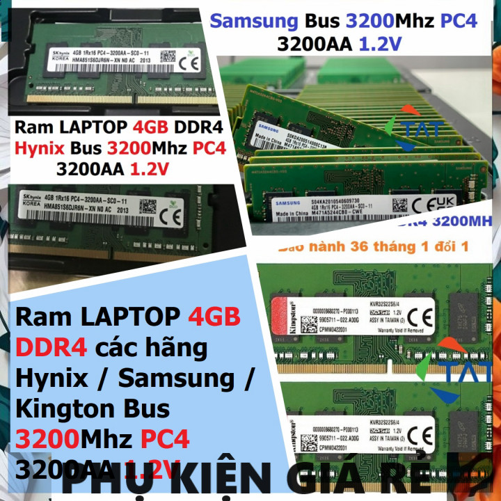 คอมพิวเตอร์แล็ปท็อป Ram 4GB DDR4 จาก Hynix / Samsung / Kington Bus 3200Mhz PC4 3200AA 1.2V สําหรับคอ