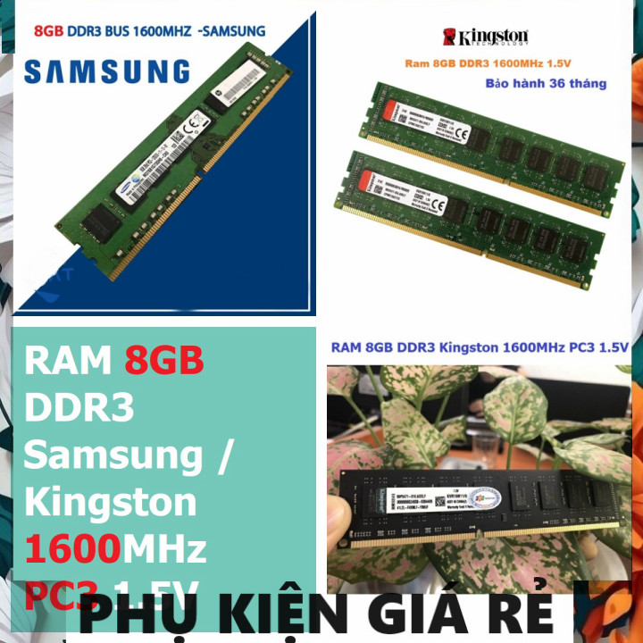 คอมพิวเตอร์แล็ปท็อป Ram Samsung / Kingston 8GB DDR3 Bus 1600MHz PC3 - 12800 1.5V สําหรับ PC Desktop 