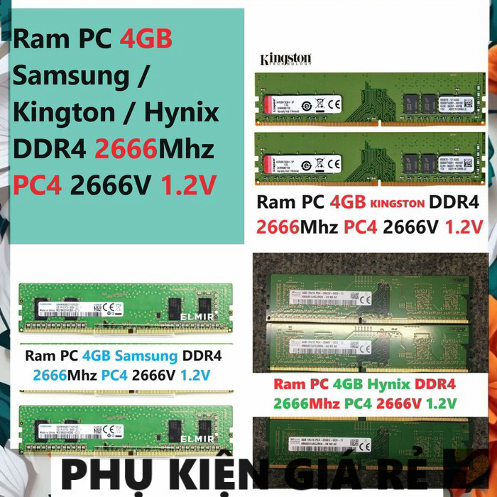 คอมพิวเตอร์แล็ปท็อป PC Ram 4GB Samsung / Kington / Hynix DDR4 2666Mhz PC4 2666V 1.2V สําหรับคอมพิวเต