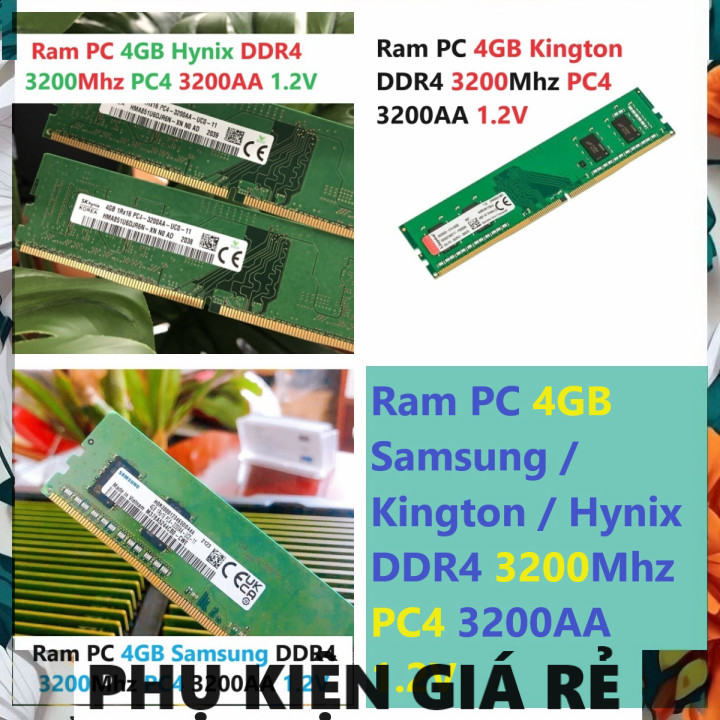 คอมพิวเตอร์แล็ปท็อป PC Ram 4GB Samsung / Kington / Hynix DDR4 3200Mhz PC4 3200AA 1.2V สําหรับคอมพิวเ